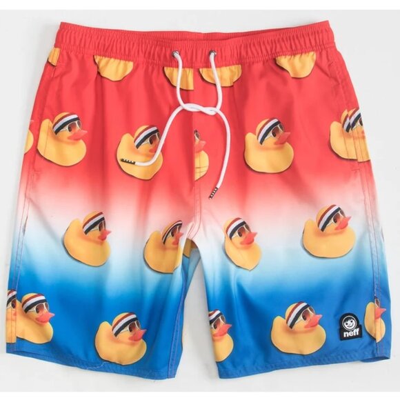 Mens NEFF Hot Tub Americana Rubber Ducky Boardshorts Swim Trunks Size Sm Lar NWT - Picture 1 of 1